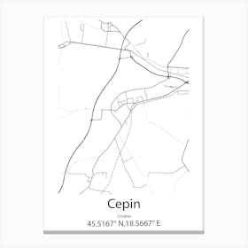 Cepin,Croatia Minimalist Map Canvas Print