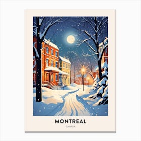 Winter Night  Travel Poster Montreal Canada 2 Canvas Print