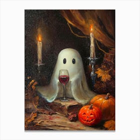 Ghost With A Glass Of Wine 1 Canvas Print