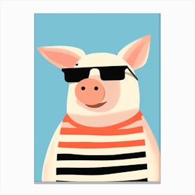 Little Pig 1 Wearing Sunglasses Canvas Print