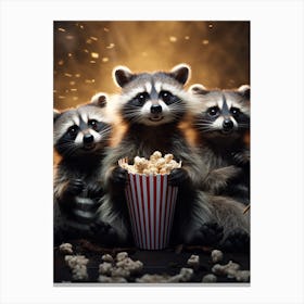 Cartoon Tres Marias Raccoon Eating Popcorn At The Cinema 3 Canvas Print