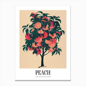 Peach Tree Colourful Illustration 4 Poster Canvas Print