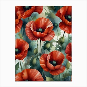 Wild Red Poppies Canvas Print