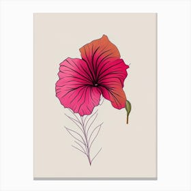 Hibiscus Floral Minimal Line Drawing 5 Flower Canvas Print