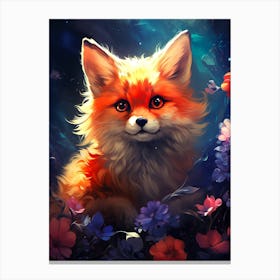 Fox In Flowers 1 Canvas Print