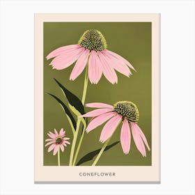 Pink & Green Coneflower 2 Flower Poster Canvas Print