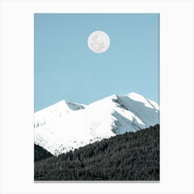 Full Moon Over Snowy Mountains 1 Canvas Print