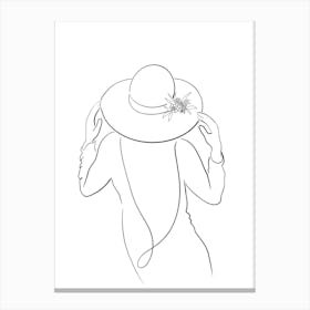 Woman In A Hat Line Art Canvas Print