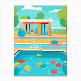 Cartoon Swimming Pool Canvas Print