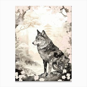 Honshu Wolf Vintage Painting 4 Canvas Print