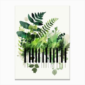 Piano Keys With Green Leaves music art Canvas Print