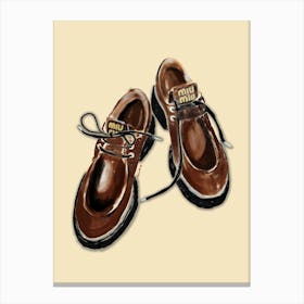 Pair Of Brown MiuMiu Shoes - Fashion Artwork Canvas Print