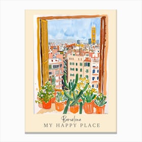 My Happy Place Barcelona 2 Travel Poster Canvas Print