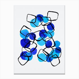 Blue Shapes Chain Squares Abstract Canvas Print