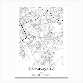 Osakasayama,Japan Minimalist Map Canvas Print