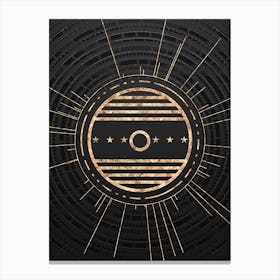 Geometric Glyph Abstract in Gold with Radial Array Lines on Dark Gray n.0019 Canvas Print