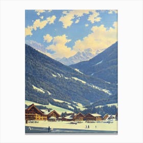 Gstaad, Switzerland Ski Resort Vintage Landscape 1 Skiing Poster Canvas Print