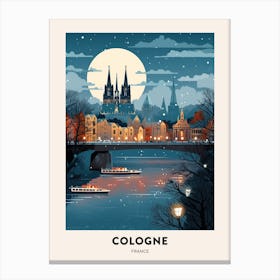 Winter Night  Travel Poster Cologne France Canvas Print