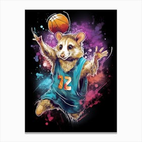  A Possum In Basketball Kit Vibrant Paint Splash 4 Canvas Print
