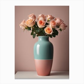 A Vase Of Pink Roses 57 Canvas Print