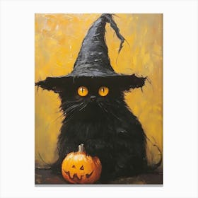 Black Cat Witch Canvas Print