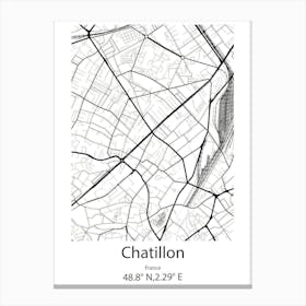 Chatillon,France Minimalist Map Canvas Print