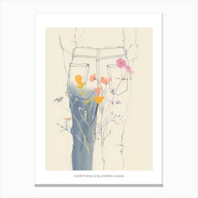Everything Is Blooming Again Poster Floral Blue Jeans Line Art 7 Canvas Print