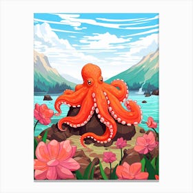Giant Octopus Kids Illustration 4 Canvas Print