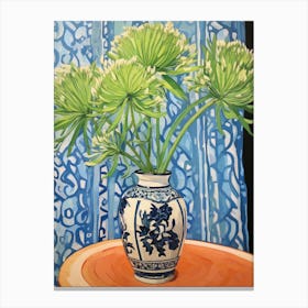 Flowers In A Vase Still Life Painting Agapanthus 3 Canvas Print
