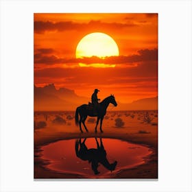 Cowboy In The Desert Canvas Print