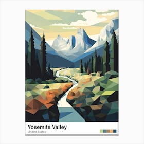 Yosemite Valley View   Geometric Vector Illustration 2 Poster Canvas Print