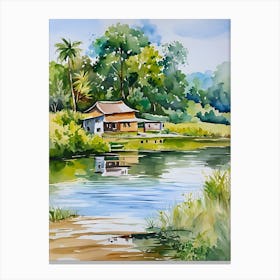 House By The River Canvas Print