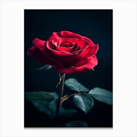 Red Rose On Black Background 25 Canvas Print