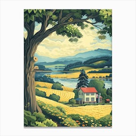 Farm By The River Canvas Print