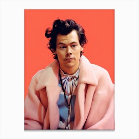 Harry Styles Portrait Red And Pink 4 Canvas Print