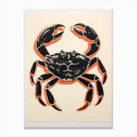 Crab, Woodblock Animal  Drawing 4 Canvas Print