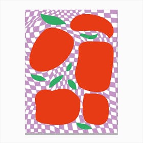 Checkerboard Pastel Lilac Apples Canvas Print
