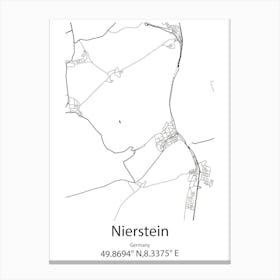 Nierstein,Germany Minimalist Map Canvas Print