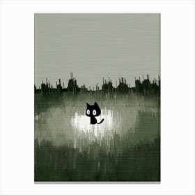 Black Cat In The Grass Canvas Print