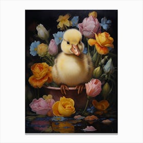 Floral Duck Painting Canvas Print