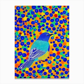 Bluebird Yayoi Kusama Style Illustration Bird Canvas Print