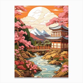 Kenrokuen Japan Gardens Illustration 1  Canvas Print