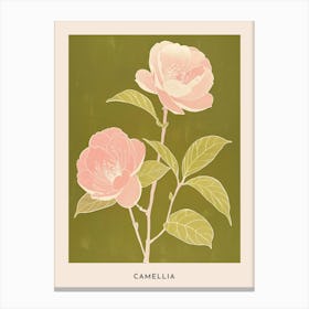 Pink & Green Camellia 2 Flower Poster Canvas Print