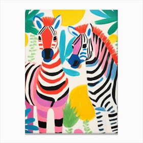 Colourful Kids Animal Art Zebra 4 Canvas Print