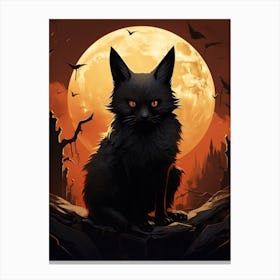 Bat Eared Fox Moon Illustration 2 Canvas Print