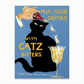 Catz Bitters Black Cat Vintage Poster Canvas Print