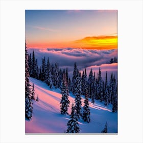 Arabba, Italy Sunrise Skiing Poster Canvas Print