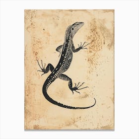 Block Print Black Lizard 4 Canvas Print