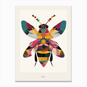 Colourful Insect Illustration Bee 6 Poster Canvas Print
