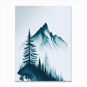 Mountain And Forest In Minimalist Watercolor Vertical Composition 367 Canvas Print